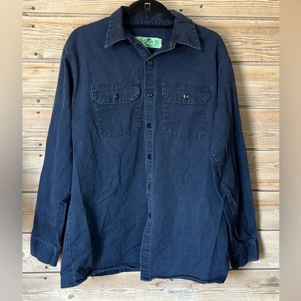 Red Kap Men’s Blue Utility Work Longsleeve Shirt size Large - Picture 2 of 8
